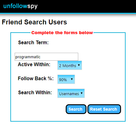 Unfollowspy search feature