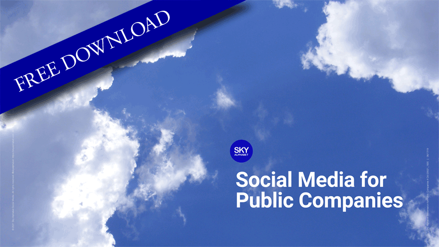 Vancouver social media agency Sky Alphabet shares its thoughts and data on social media for the capital markets and public companies. Q1 2022. 